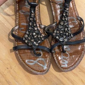 Sam Edelman Sandals Leather with Spikes and Gunmetal Gems 6